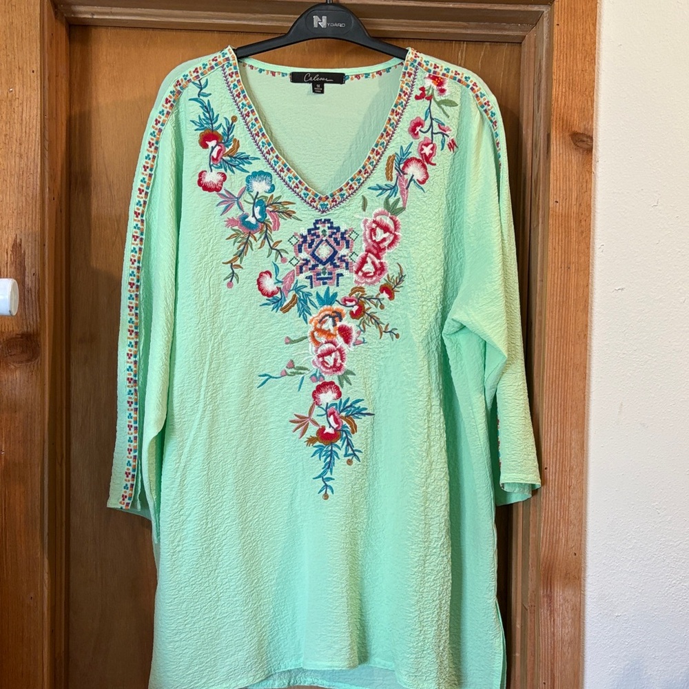 Catherines  Green Embroidered Tunic